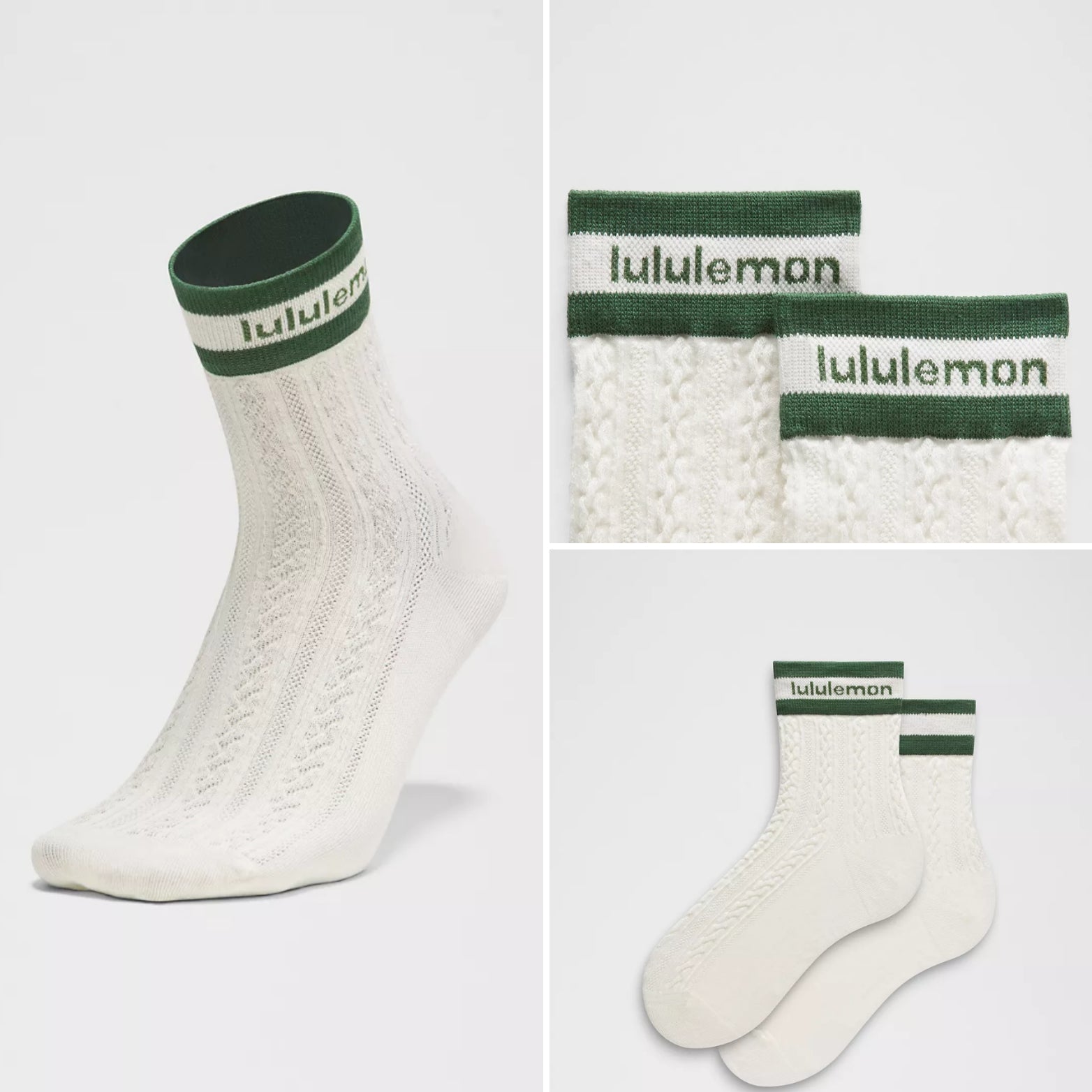 lululemon Unisex Cable-Knit Quarter Socks