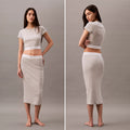 Calvin klein 1set Cotton Stretch Rib Cropped Tee and  Cotton Stretch Rib skirt
