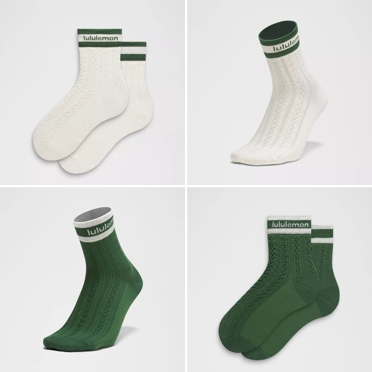 lululemon Unisex Cable-Knit Quarter Socks