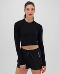BANDIT WOMEN'S MERCURY SEAMLESS™ LONG SLEEVE CROP - BLACK
