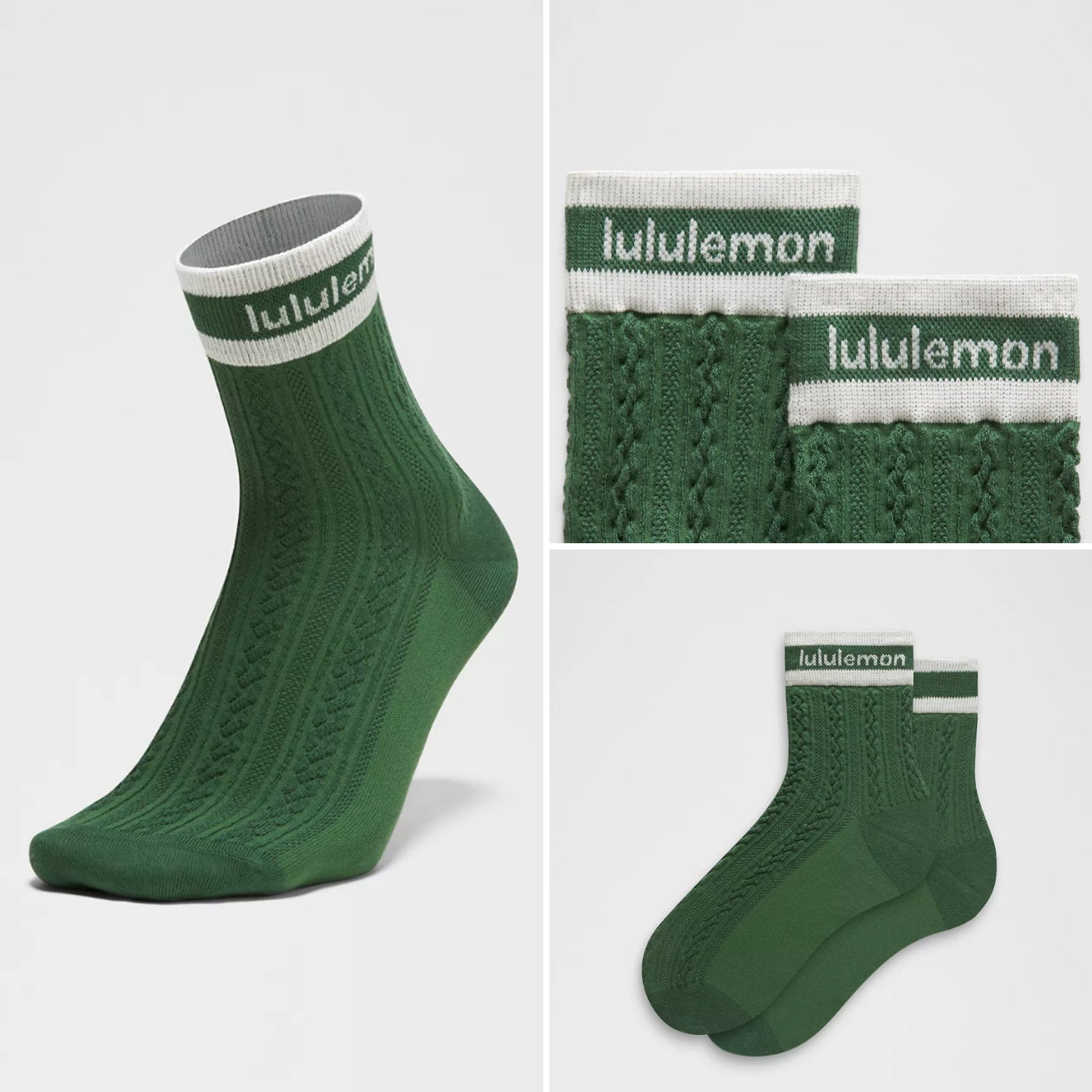 lululemon Unisex Cable-Knit Quarter Socks