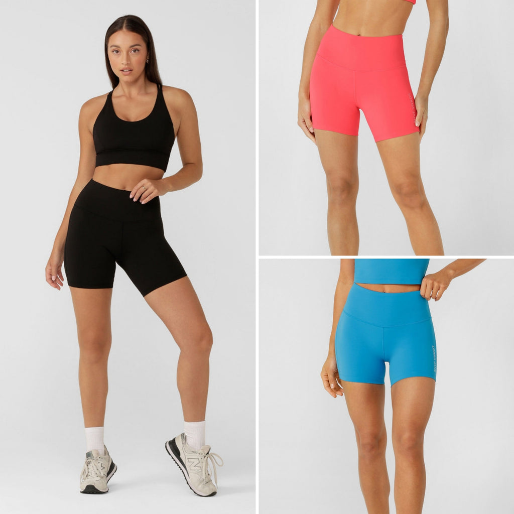 Lorna Jane lotus no chafe phone pocket 12cm bike shorts