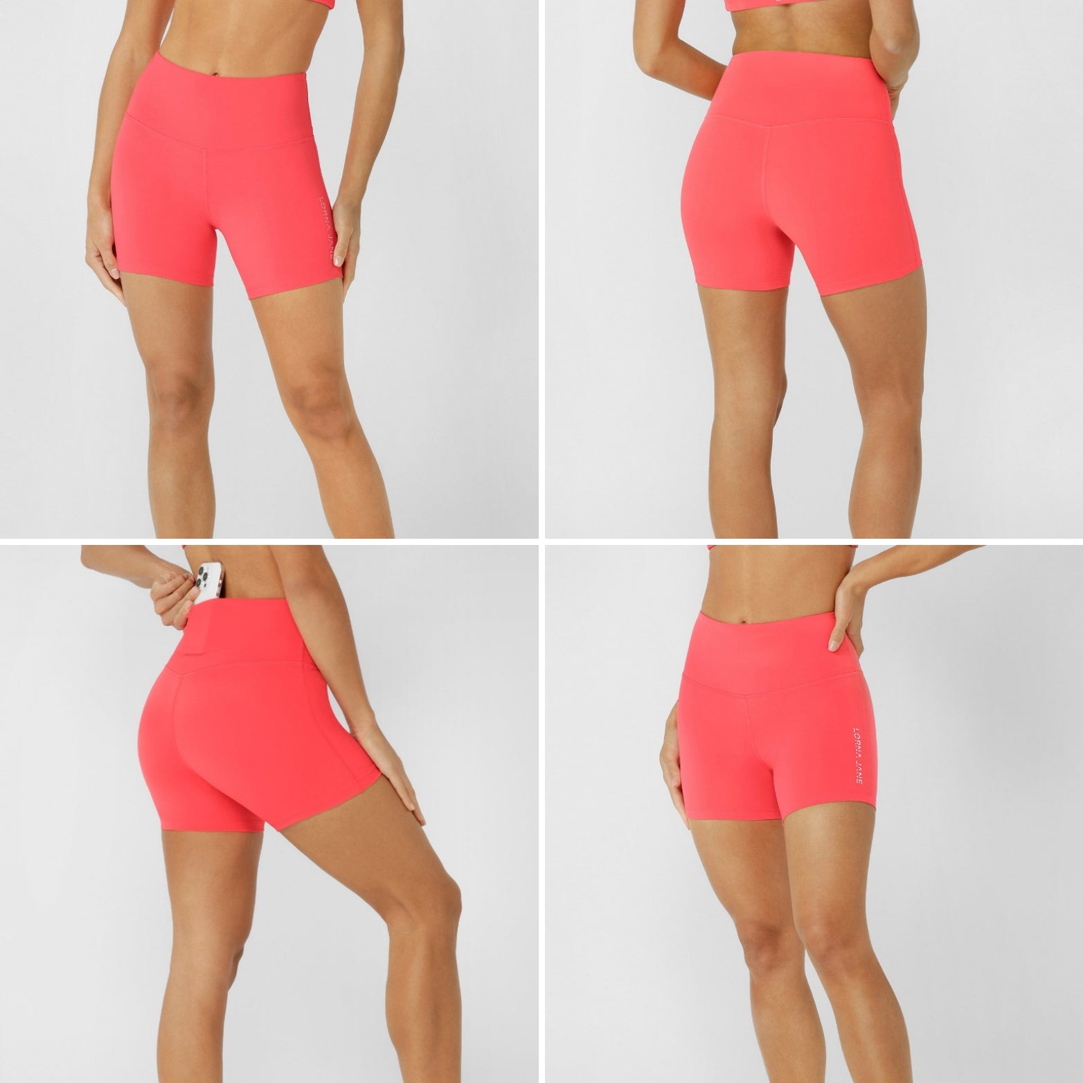 Lorna Jane lotus no chafe phone pocket 12cm bike shorts
